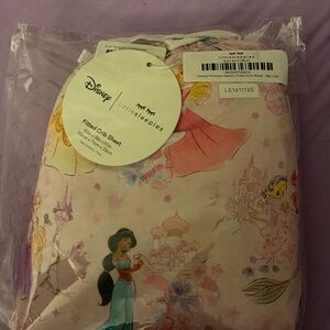 Little Sleepies Disney Princess Fitted Crib Sheet - Pink and Purple